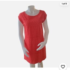 Cole Daniel sz Small Coral Eyelet overlay Lace Mini Dress sleeveless cotton